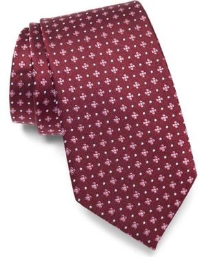Duchamp Floral Neat Silk Tie - Red