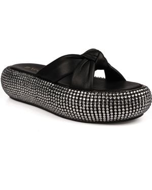 Zigi Sabella Rhinestone Platform Slide Sandal - Black