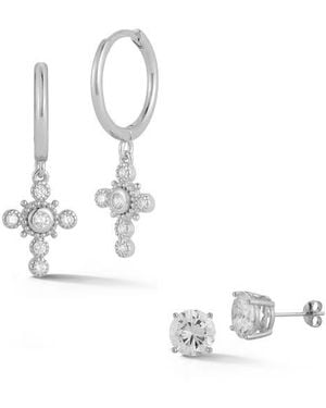 Glaze Jewelry Set Of 2 Sterling Earrings - White