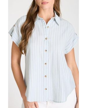 Blu Pepper Stripe Short Sleeve Button-Up Shirt - White