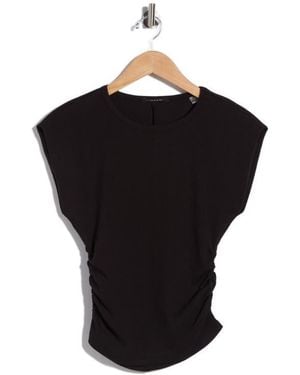 Tahari Cap Sleeve Ribbed T-Shirt - Black
