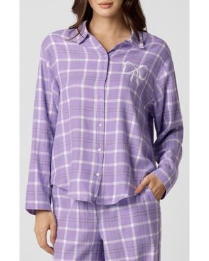 Florence By Mills Cozy Flannel Sleep Shirt - Purple