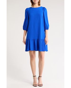 DKNY Balloon Sleeve Ruffle Minidress - Blue