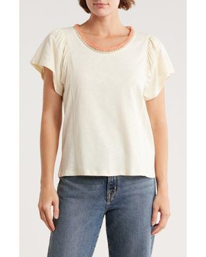 Democracy Crochet Trim T-Shirt - Natural