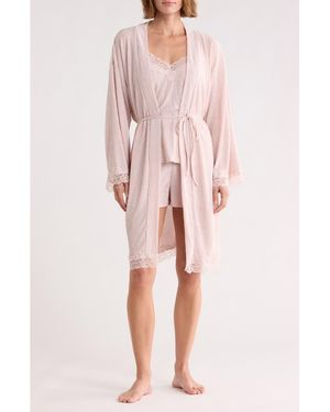 Danskin Pleated Lace Trim Pajamas - Pink