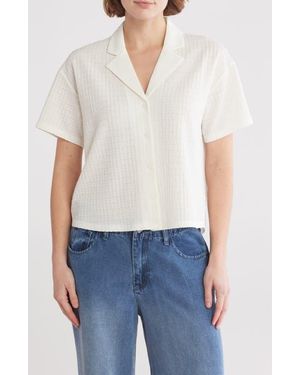 DR2 by Daniel Rainn Short Sleeve Knit Button-Up Shirt - Blue