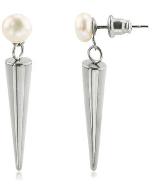 Rebel Cultured Pearl Spike Drop Earrings - White