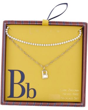 Leith Initial & Cubic Zirconia Necklace Set - Yellow