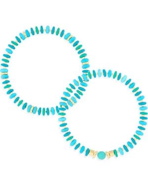 Panacea Set Of 2 Stone Beaded Stretch Bracelets - Blue