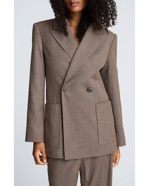 Kenneth Cole Double Breasted Contour Jacket - Brown