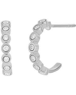 CARRIERE JEWELRY Bezel Set Diamond Hoop Earrings - White