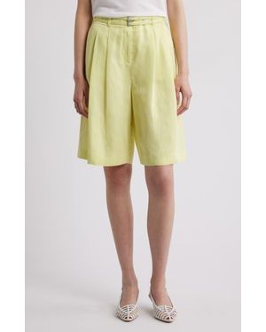 BOSS Tilena Pleated Belted Shorts - Yellow