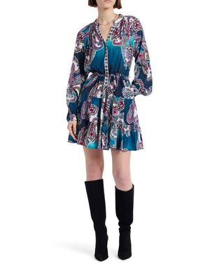 Robert Graham Sydney Paisley Long Sleeve Tiered Shirtdress - Blue