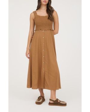 Blu Pepper Smocked Midi Sundress - Natural