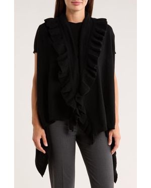 La Fiorentina Wool & Cashmere Ruffle Vest - Black
