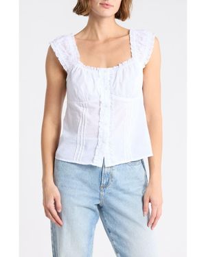 Abound Button Front Cotton Top - Blue