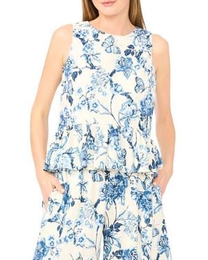 Ted Baker Print Peplum Top - Blue