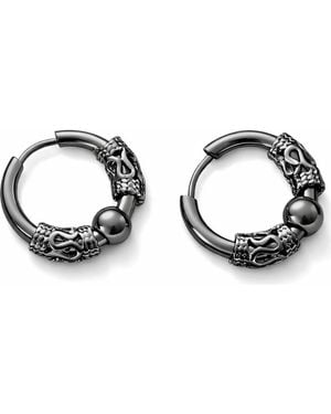 Rebel Stainless Steel Snake Wrapped Huggie Hoop Earrings - Metallic