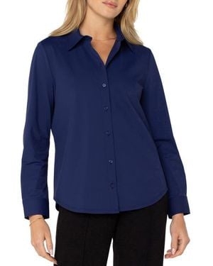 Liverpool Jeans Company Knit Button-Up Shirt - Blue