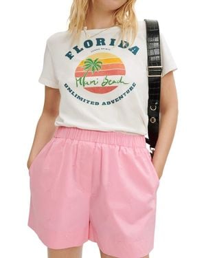 Maje Embroidered Pull-On Shorts - Pink