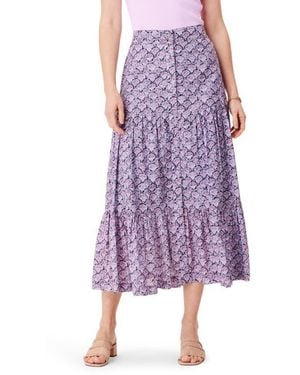 NIC+ZOE Falling Fans Tiered Cotton Skirt - Purple
