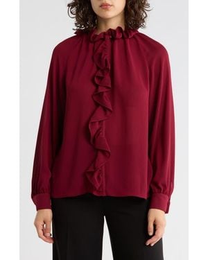 Gemma Jane Ruffle Long Sleeve Top - Red