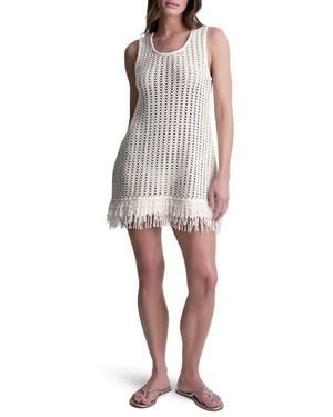 DKNY Open Stitch Cover Up Tank Dress - White