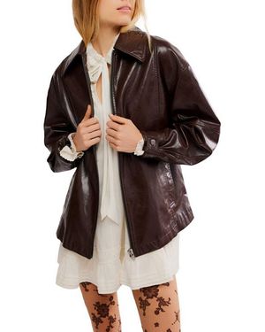 Free People Sloane Faux Leather Jacket - Brown