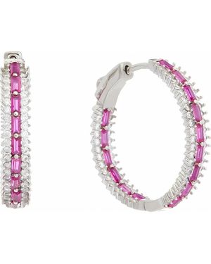 Juvell Cubic Zirconia Inside Out Hoop Earrings - Pink