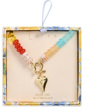 Leith Beaded Toggle Heart Pendant Necklace - Multicolor