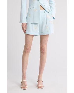 Cinq À Sept Maxine Wildflower Bouquet High Waist Shorts - Blue