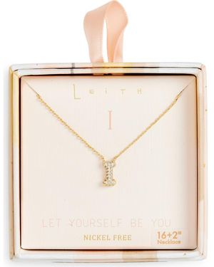 Leith Cubic Zirconia Initial Pendant Necklace - Metallic