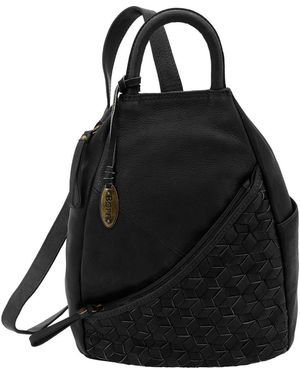 Børn Woven Leather Sling Bag - Black
