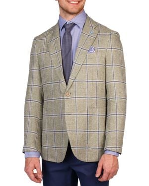 Tailorbyrd Textured Yarn Dyed Windowpane Sport Coat - Gray