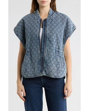 Democracy Quilted Short Sleeve Capelet - Blue