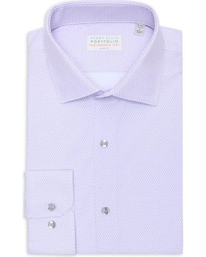 Perry Ellis Slim Fit Geometric Print Performance Tech Dress Shirt - Blue