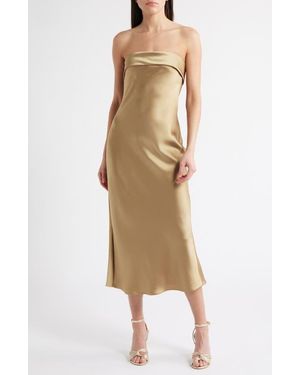 Amsale Faye Strapless Satin Cocktail Dress - Natural