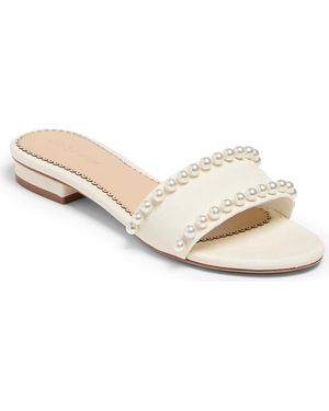 Cinq À Sept Finley Pearly Embellished Slide Sandal - White