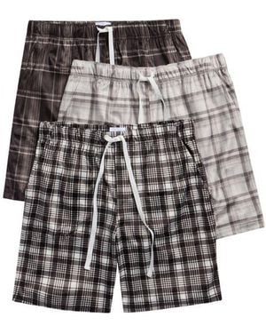 Geoffrey Beene 3-Pack Plaid Minky Microfleece Lounge Shorts - Multicolor