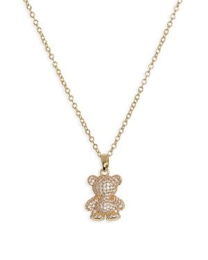 Leith Pavé Cz Teddy Bear Pendant Necklace - Metallic