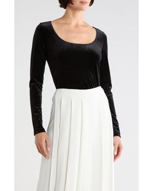L'Agence Jelena Velvet U-Neck Top - Black