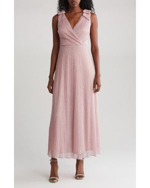 Kensie Shimmer Surplice V-Neck Maxi Dress - Pink