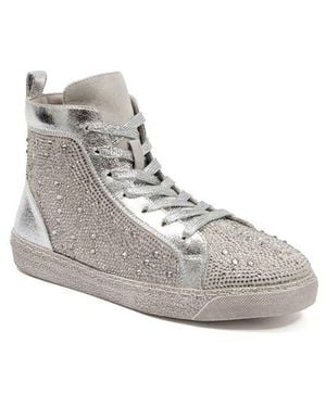 Ninety Union Foxy High-Top Rhinestone Sneakers - White