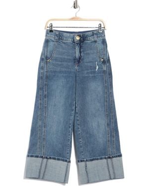 Democracy Cuffed Wide Leg Jeans - Blue