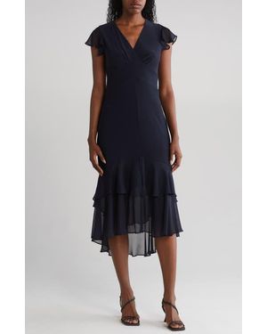 Tommy Hilfiger Mixed Media High-Low Dress - Blue