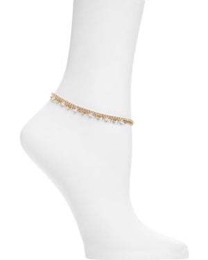 Nordstrom Rack Double Layer Cz & Faux Pearl Anklet - White