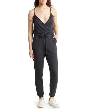 Go Couture Drawstring Sleeveless Jersey Jumpsuit - Black