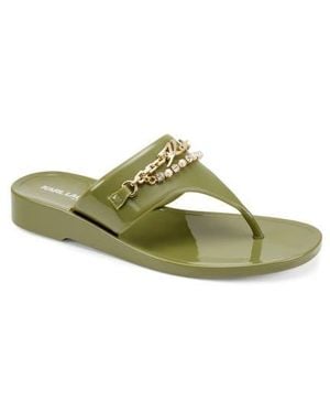 KARL LAGERFELD Vesperina Embellished Flip Flop - Green