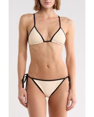 Vince Triangle Bikini Top & Side Tie Bottoms Set - Natural