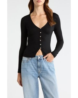 PacSun Shelby Button-Up Knit Top - Black